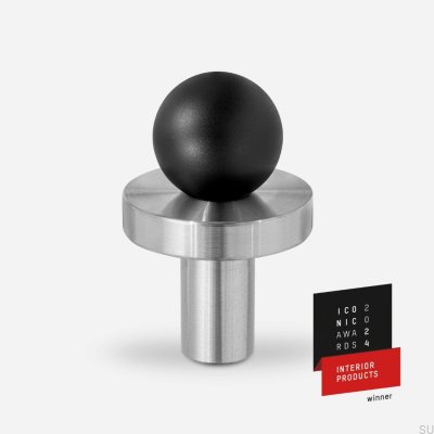 Pola Furniture Knob Brass Black with Brushed Steel Base