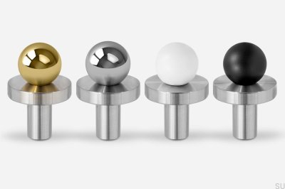 Pola Furniture Knob Brass Black with Brushed Steel Base