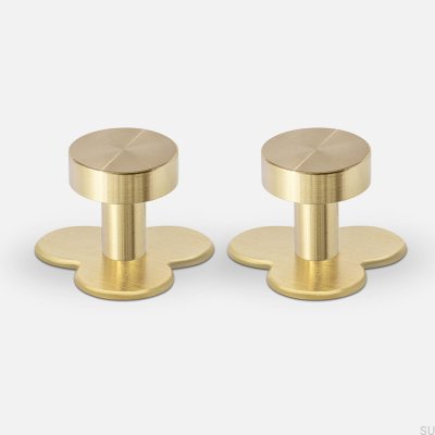 Nena Flower X2 furniture knob with washer, brushed brass, unvarnished (2 pieces)