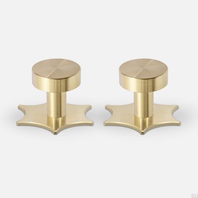 Nena Star X2 furniture knob with washer, brushed brass, unvarnished (2 pieces)