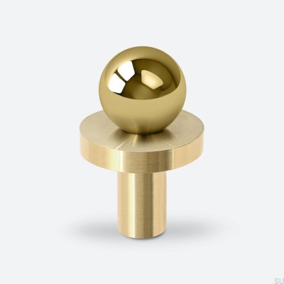 Pola Brass Furniture Knob with Brushed Brass Pad