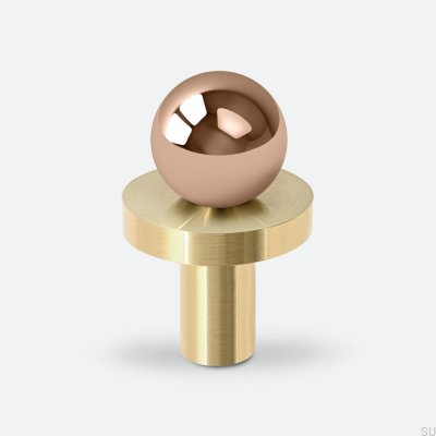 Pola Brass Copper Furniture Knob with Brushed Brass Pad