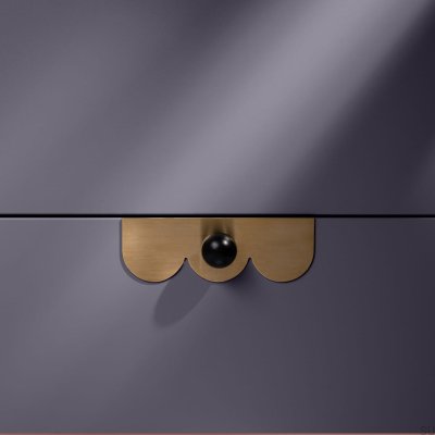 Odete M Pillow Countess Furniture Knob with Pad Brass Black with Gold Unvarnished Brushed