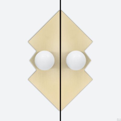 Odete M Pillow Queen Furniture Knob with Pad Brass White with Gold Unvarnished Brushed (2 pieces)