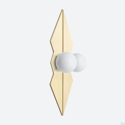 Odete M Pillow Queen Furniture Knob with Pad Brass White with Gold Unvarnished Brushed (2 pieces)