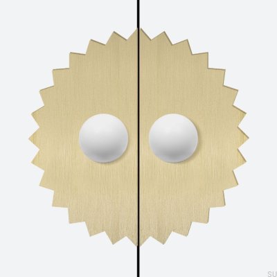 Odete M Pillow Sun Furniture Knob with Pad Brass White with Gold Unvarnished Brushed (2 pieces)