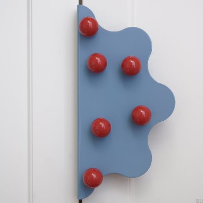Mare 200 Steel Blue Edge Furniture Handle with Red Balls