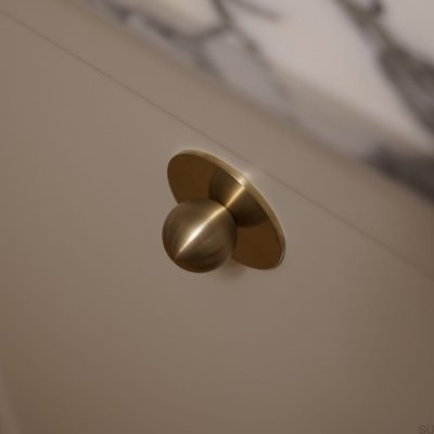 Furniture Knob with Pad Set 30 Brushed Brass Unvarnished