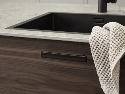 Bean 128 Black Chrome Brushed Furniture Handle