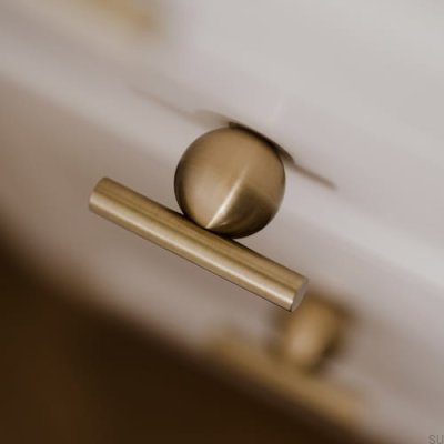 T-Bar Marbelo 04 furniture knob, brushed brass, unvarnished