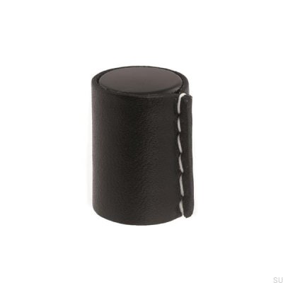 Läderknopp furniture knob Metal black and black