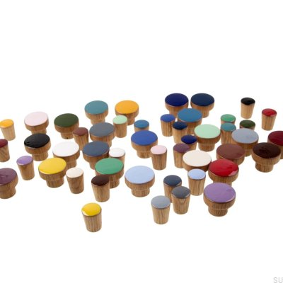 Simple 30 Wooden Oak Furniture Knob Enameled Green Gray Hard Oil Colorless Gloss