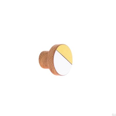 Moderna 40 Wooden Oak Furniture Knob Enameled White-Yellow Hard Oil Colorless Semi-Matte