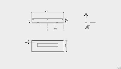 Linear drain 1004 300 Rear flange Wall steel