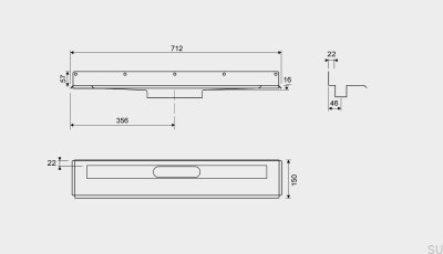 Linear drain 1004 600 Rear flange Wall steel