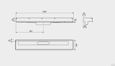Linear drain 1002 1000 Left flange Wall steel