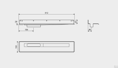 Linear drain 1004 700 Rear flange Left-hand wall drain Steel