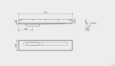 Linear drain 1004 800 Rear flange Left-hand wall drain Steel
