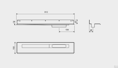 Linear drain 1004 800 Rear flange Right-hand wall drain Steel