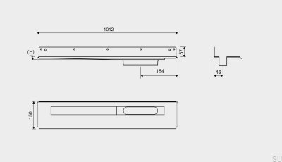 Linear drain 1004 900 Rear flange Right-hand wall drain Steel