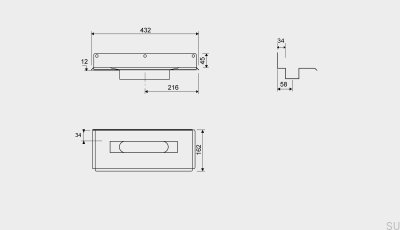 Linear drain 1004 300 Rear flange offset 12 mm Wall Steel