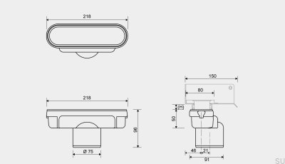 Drain module with vertical outlet 75 mm (without odour barrier)