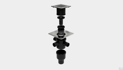 ClassicLine Column square waste set with vertical outlet 75 mm and side connections