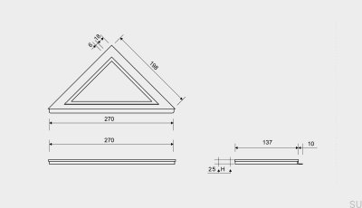 Corner drain panel with 25 mm frame HighLine Steel Brushed