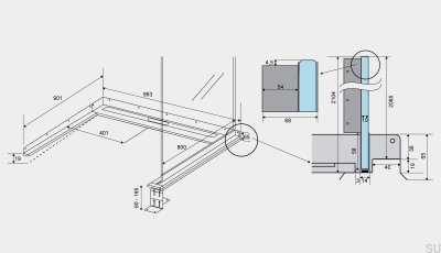 ShowerLine 863 800 Right Steel Linear Drain