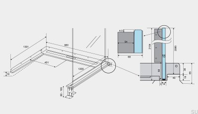 ShowerLine 963 1200 Right Steel Linear Drain