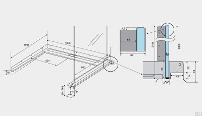 ShowerLine 1063 900 Right Steel Linear Drain