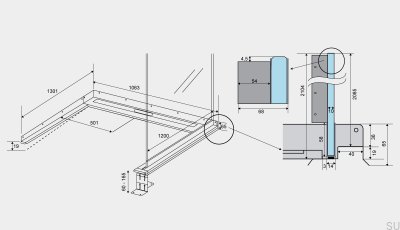 ShowerLine 1063 1200 Right Steel Linear Drain