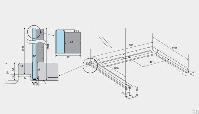 ShowerLine 863 1000 Left Steel Linear Drain