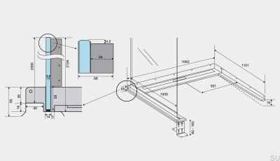 ShowerLine 1063 1000 Left Steel Linear Drain