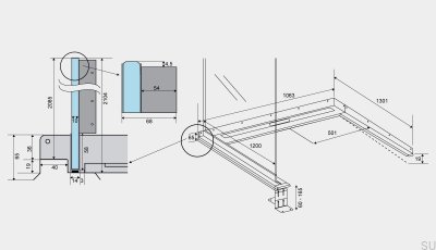 ShowerLine 1063 1200 Left Steel Linear Drain