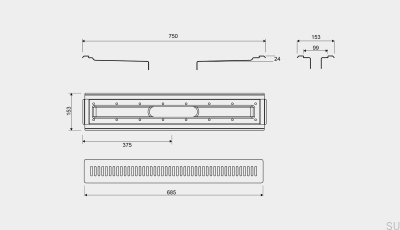 Drain kit for vinyl floors 4004 700 Steel