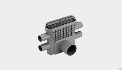 Drain module with horizontal outlet 75 mm with removable siphon and four side connections