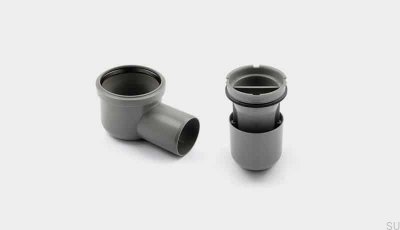 Corner drain module with horizontal outlet 75 mm with removable siphon