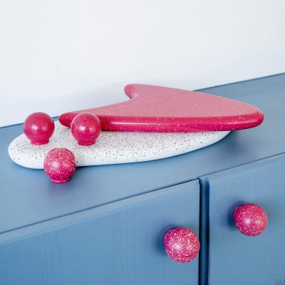 Ren Melange Deep Pink & White 35 wooden furniture knob, Beech