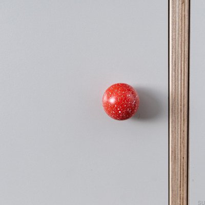 Ren Melange Red & White 35 wooden furniture knob, beech