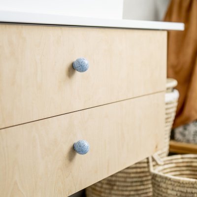 Furniture knob Ren Melange Light Blue & White 35 Wooden Beech