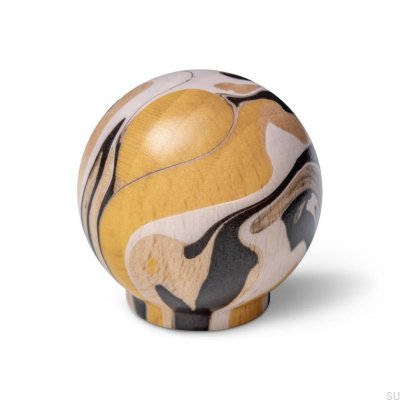 Furniture knob Ren Espresso Yellow 35 Wooden Beech