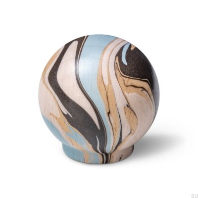 Furniture knob Ren Espresso Light Blue 35 Wooden Beech
