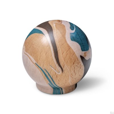 Furniture knob Ren Espresso Turquoise 35 Wooden Beech