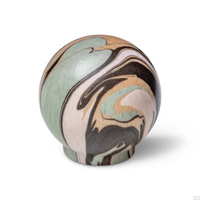 Furniture knob Ren Espresso Aqua Green 35 Wooden Beech
