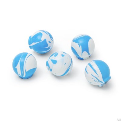 Furniture knob Ren White Azure Blue 35 Wooden Beech