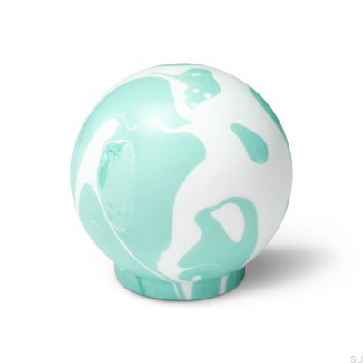 Furniture knob Ren White Aqua Green 35 Wooden Beech