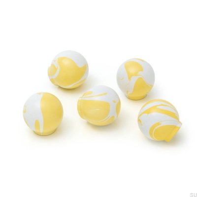 Furniture knob Ren White Yellow 35 Wooden Beech