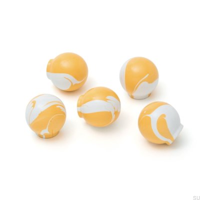 Furniture knob Ren White Orange 35 Wooden Beech