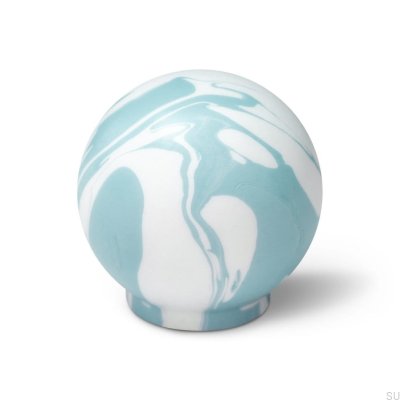 Furniture knob Ren White Gray Blue 35 Wooden Beech